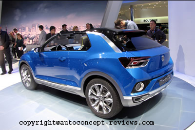 The world première of the T-ROC, a Golf-format concept car positioned a step down from the Tiguan. Following the CrossBlue (USA), CrossBlue Coupé (China) and also Taigun (India) concept cars, Volkswagen is once again giving a look ahead to possible future SUV models.